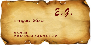 Ernyes Géza névjegykártya