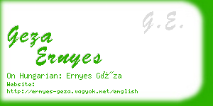 geza ernyes business card
